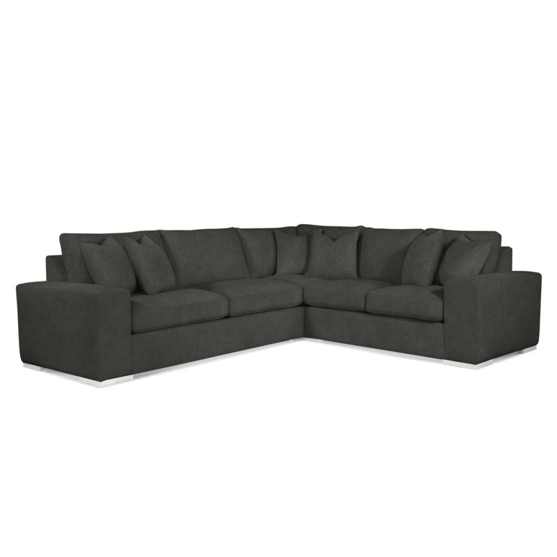 Memphis Sectional, Frost White, Right Hand Facing, Brown Geometric, 0456-33