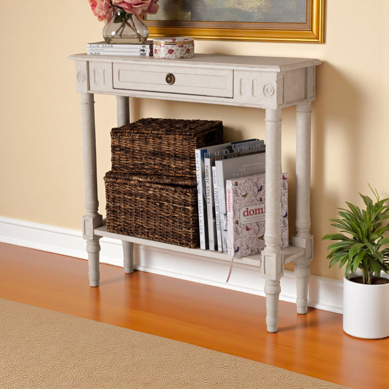 Console 1 tiroir Drewery au fini blanc délavé, H 31,22 po x l 31,21 po x P 9,61 po