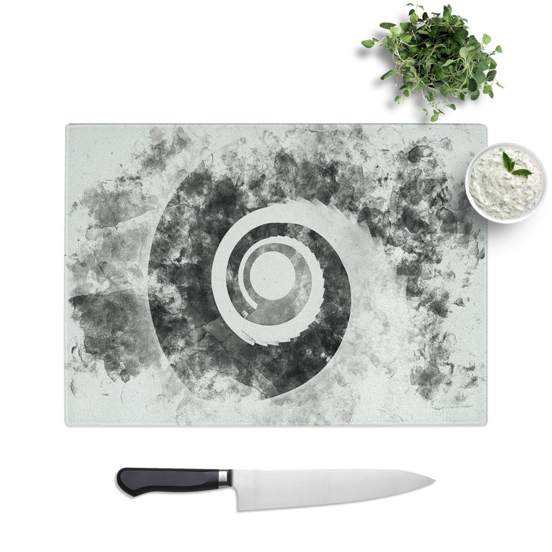 Tempered Glass Spiral Staircase Abstract Chopping Board, 28.5 cm x 39 cm