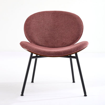 Mid-Century Modern Shell Chair Single Side Chair Tripod,Bean Paste Pink Fabric Lounge Chair
