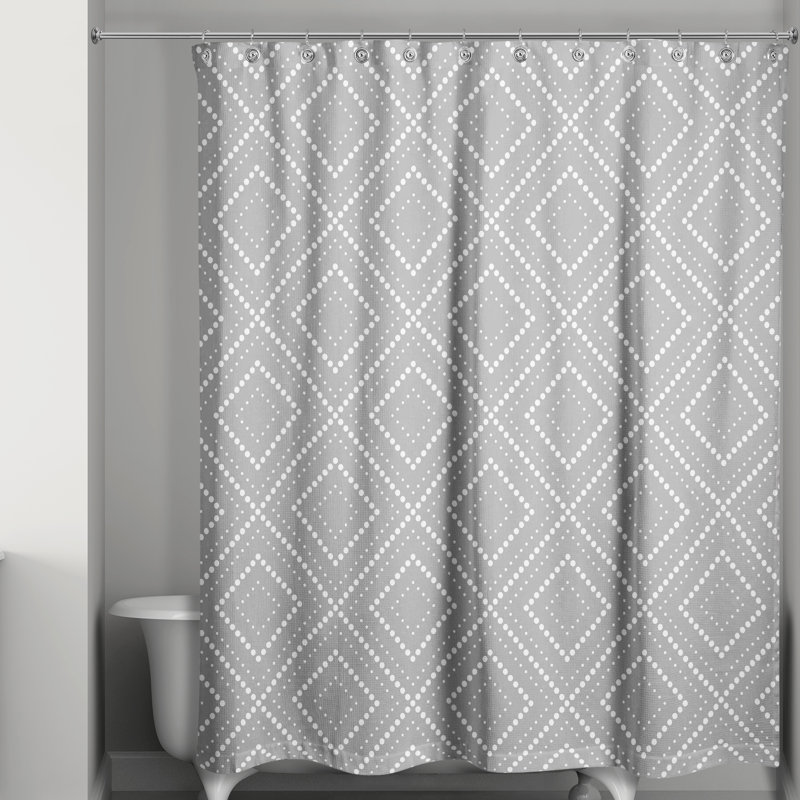 Rideau de douche simple à motif géométrique, Gris / blanc