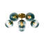 Bubble Blue Glass Sputnik Semi Flush Chandelier in Brass Finish 