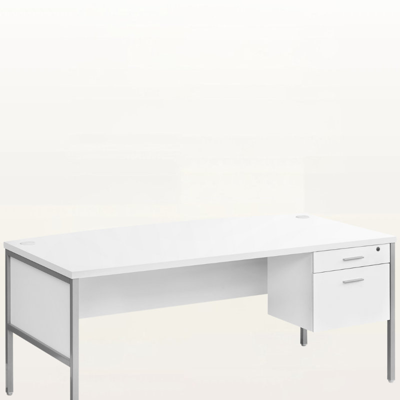 Bureau d'ordinateur à 2 tiroirs avec pieds en métal argenté Chandelle, H 29,73 po x l 70,45 po x P 35,2 po Chandelle