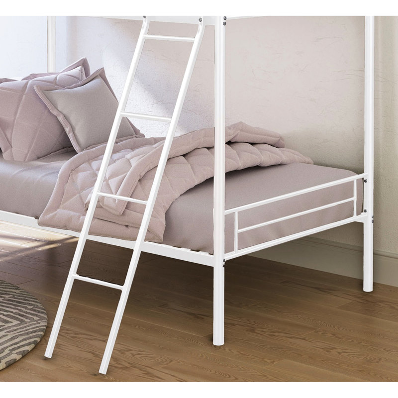 Lit superposé simple contemporain avec structure en métal blanc et angle, meuble de 70 lb, l 41,5 po x P 78 po