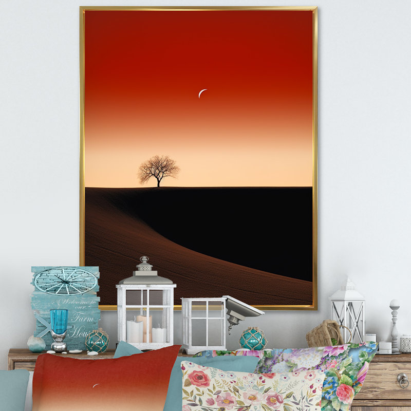 Sunsets Simplicity Desert Solitude I, H 20 po x l 12 po, Cadre photo argenté