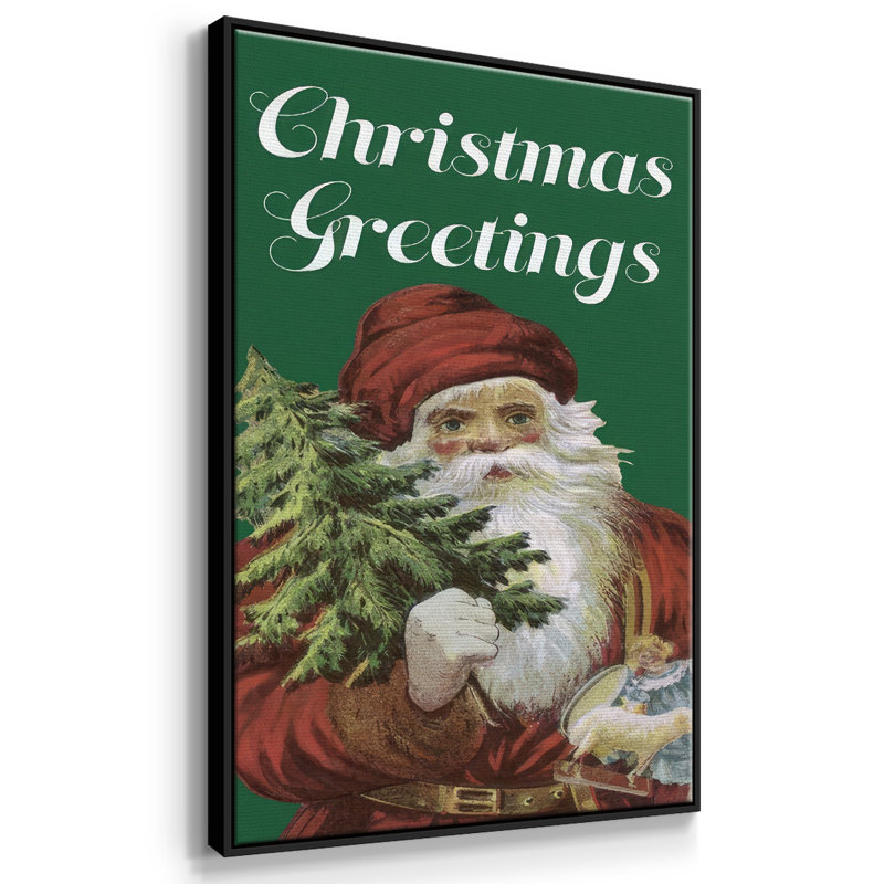 Retro Santa Claus II, reproduction d'art sur toile, Noir, H 37 po x l 25 po x P 1,5 po