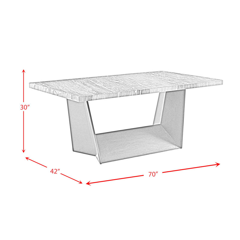 Contemporary Dillon 42"x70" Espresso Wood Dining Table with Gray Marble Top