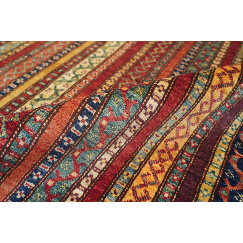 Aryana Wool Striped Area Rug in Red