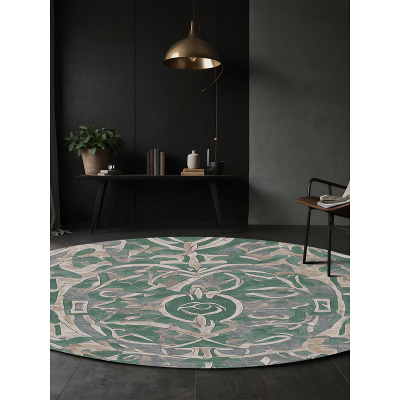 Machine Washable Gray Area Rug GSIX03693, Round 8'