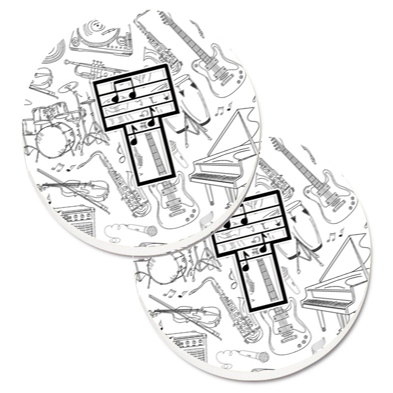 Ceramic Round 2 Piece Car Coaster Set, T