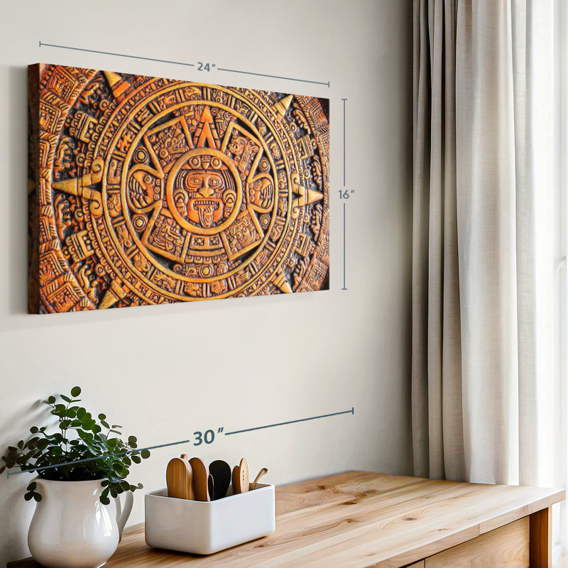 Impression sur toile calendrier aztèque, H 16 po x l 24 po