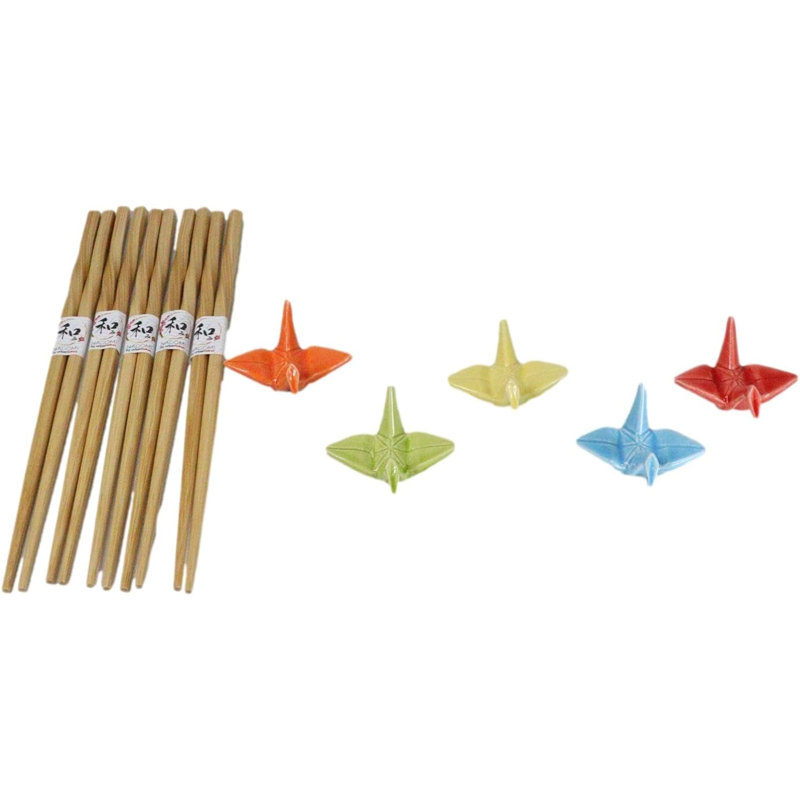 Ovada Ceramic Wood Stainless Steel Chopsticks Flatware