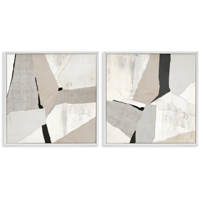 Structured Muted Shapes 2 Piece Framed Giclee Art Set, design by Susan Jill