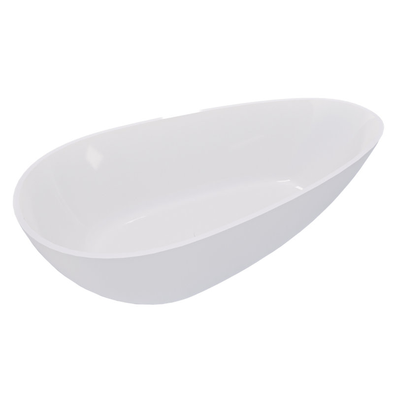 Freestanding Stone Resin Soaking Bathtub with Overflow and Pop-up Drain