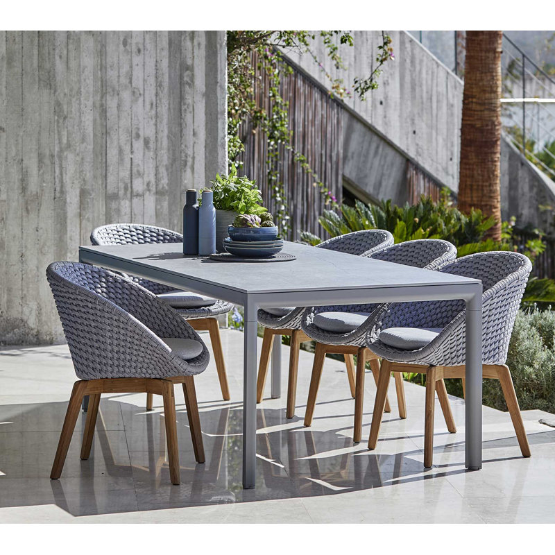 Drop Outdoor Dining Table, 39.4" W x 78.8" L x 29.2" H, Light Gray, Gray