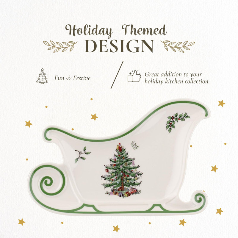 Christmas Tree Serve Sleigh Plate