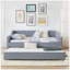 Lit de jour rembourré convertible avec dossier capitonné, canapé-lit polyvalent 3 en 1 avec lit gigogne escamotable et rangement latéral, parfait pour une vie compacte-129675720-129675724