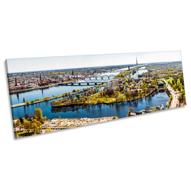 Riga Latvia Skyline City - Wrapped Canvas Panoramic Art Prints, 60.96cm H x 182.88cm W