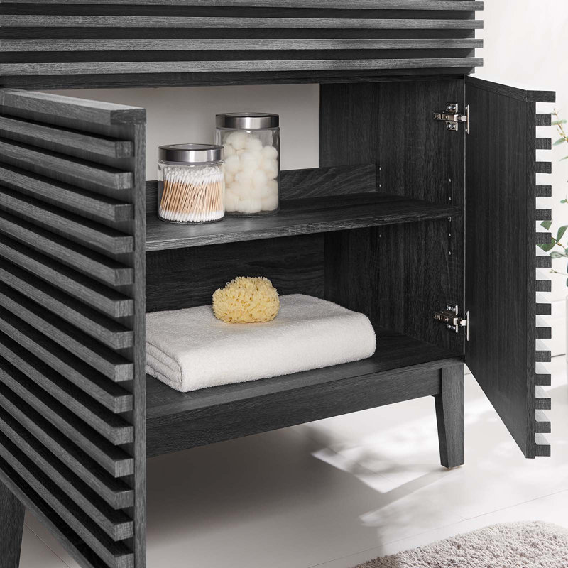 Charcoal 35" MDF and Particleboard Mid-Century Modern Bathroom Vanity