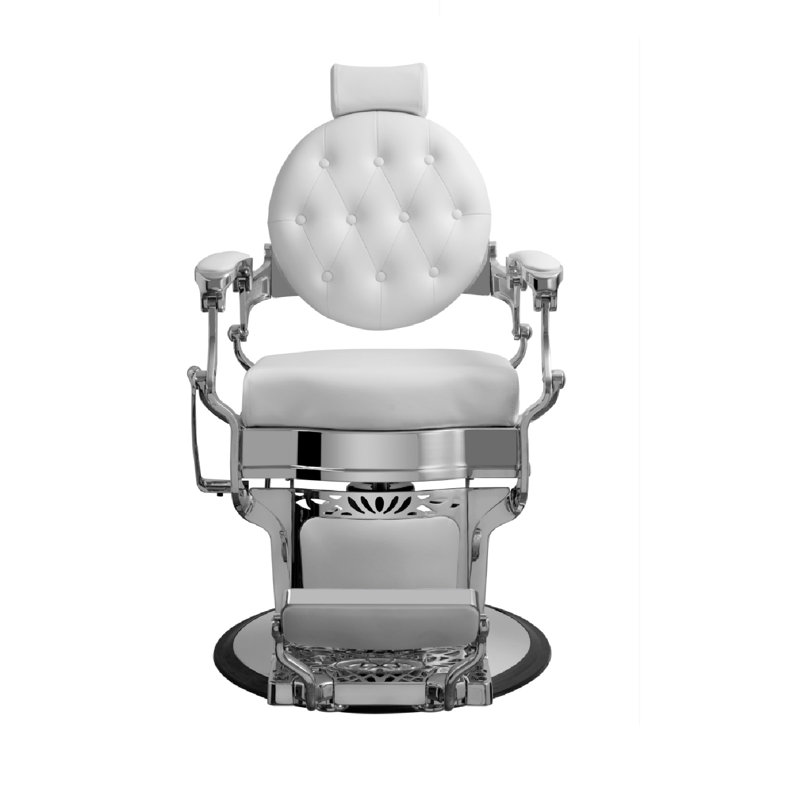 Fauteuil de coiffeur inclinable en similicuir Heledd, Chorme, Similicuir blanc