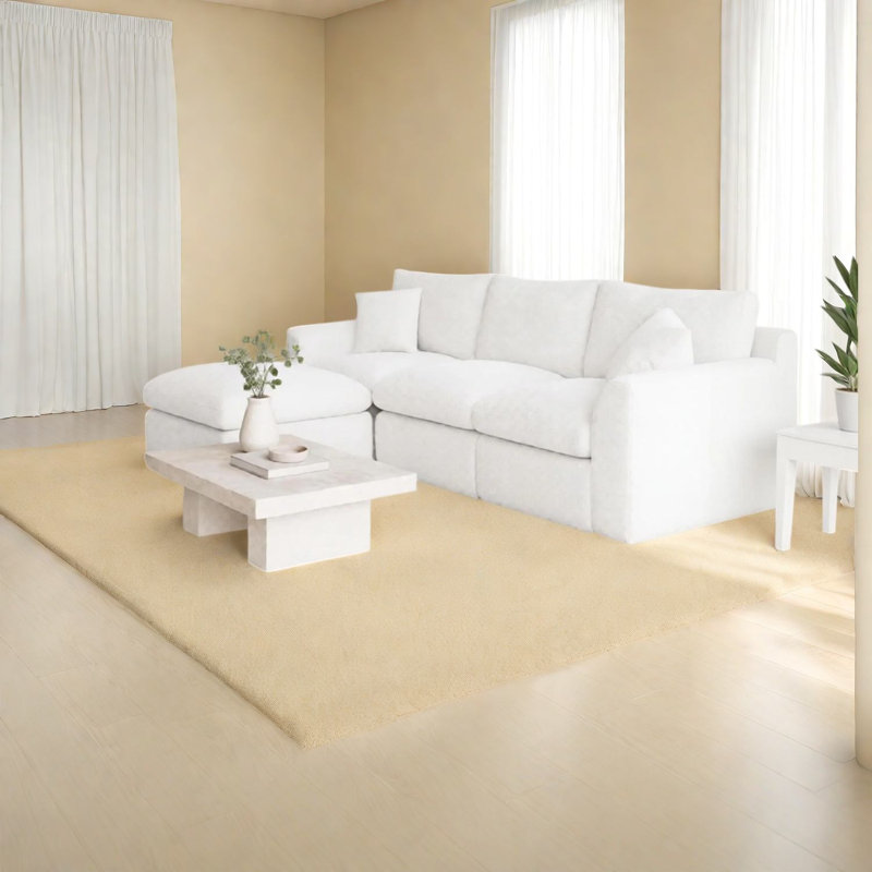 Canapé d'angle à compression, canapé modulaire en mousse blanc laiteux de 271 cm (106,7 po), style moderne