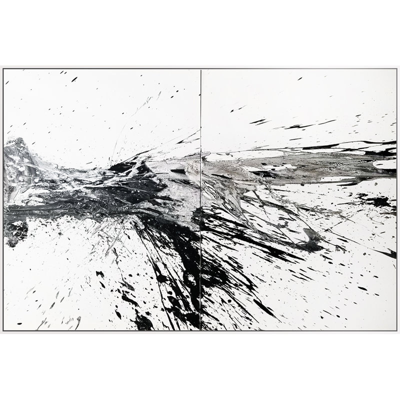 Noir et blanc, peinture abstraite sur toile