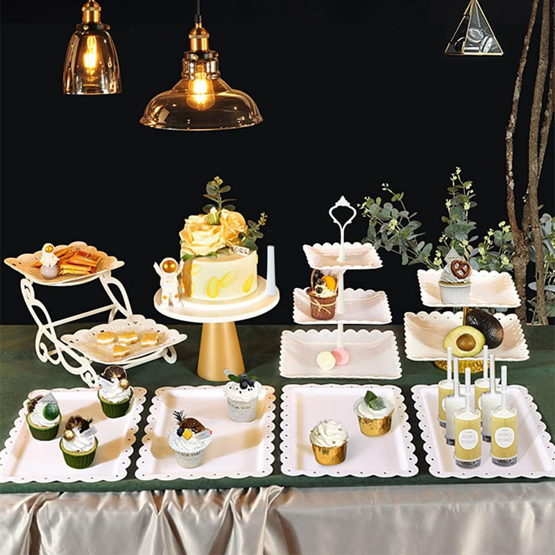 Tiered Dessert Stand Set, Plastic Cupcake And Cookie Trays For Parties, Weddings, And Home Entertaining