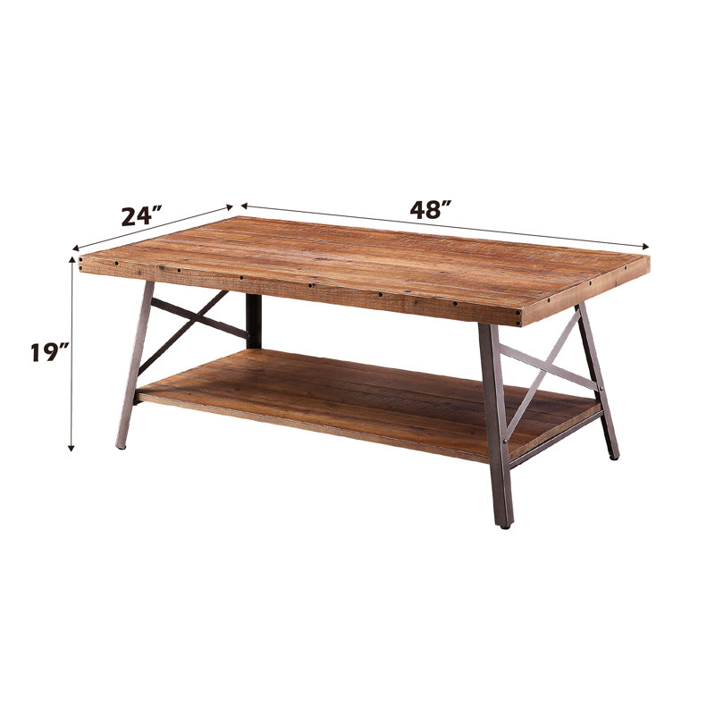 Table basse en chêne patiné et finition noir sablé