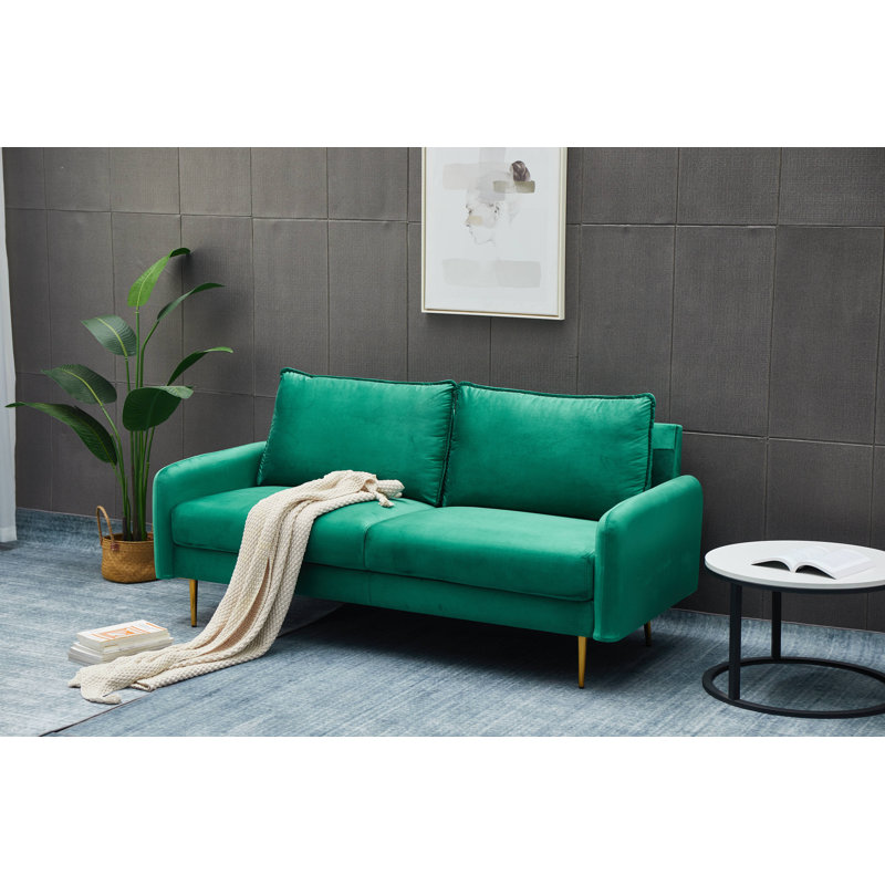 Emteas 57.3'' Velvet Loveseat, Green Velvet, 34" H x 57.3" W x 32" D