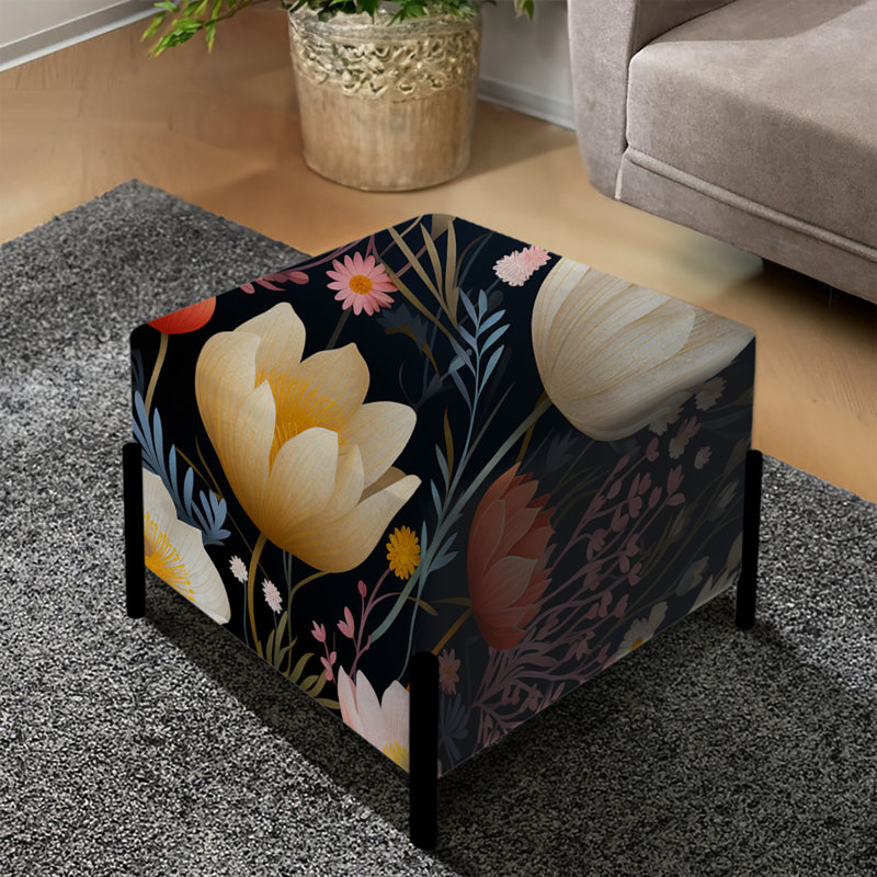 Motif floral bohémien rose et beige élégant - repose-pieds carré floral