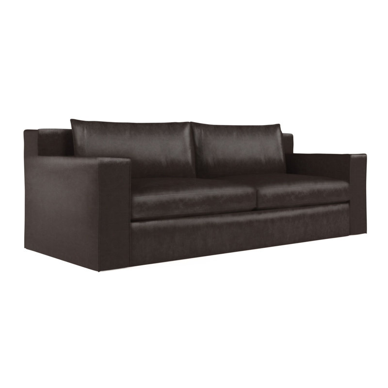 Canapé Mulberry, Cuir rétro chocolat, H 33 po x l 108 po x p 40 po, Ébène