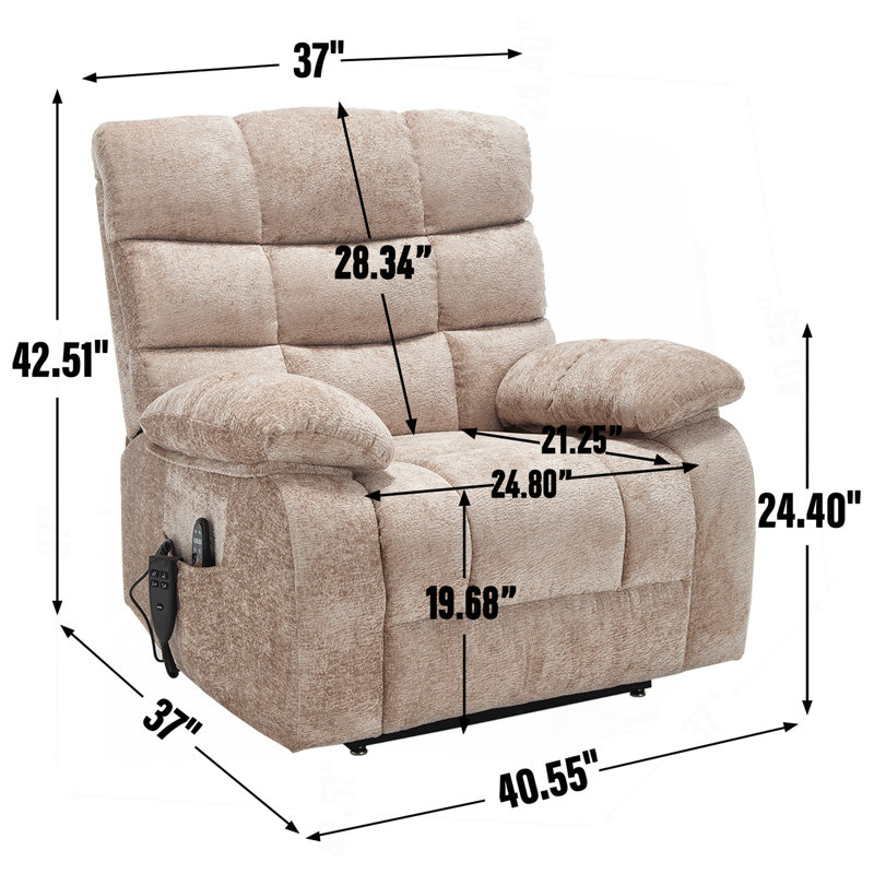 Lift Recliner Chair Heat Massage Dual Motor Infinite Position Up To 350 LBS Large Electric Power Lift Recliners With Power-Remote, Medium-Firm And Heavy Duty