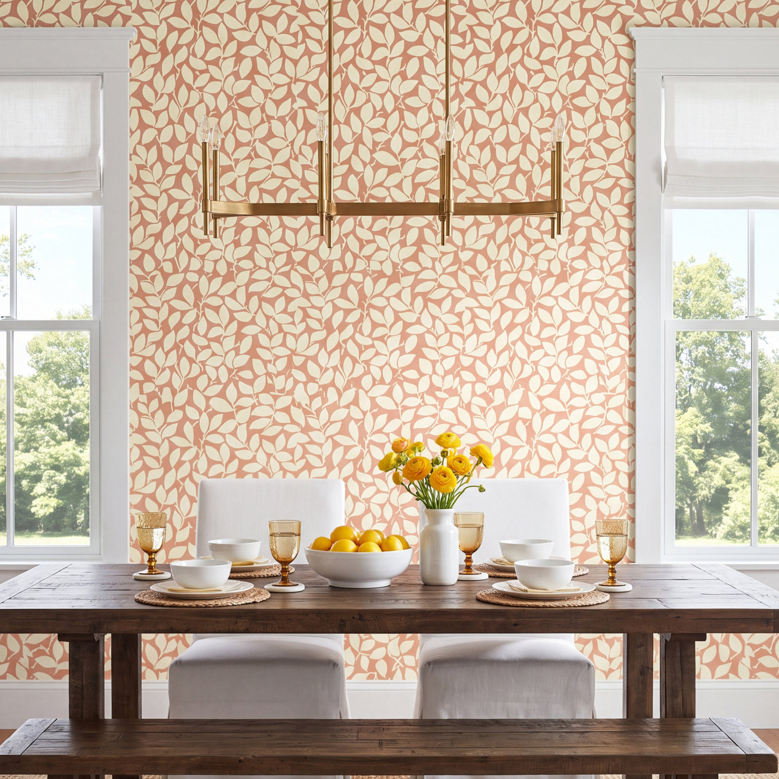 Masterworks Floral Wallpaper, Tangerine