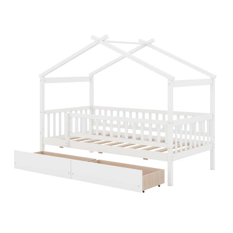 Aswin Kids Twin Platform with Drawers, White