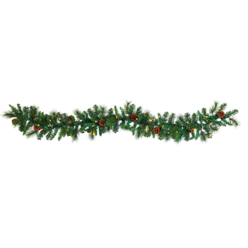 Mixed Pine and Pinecone Garland with LED Lights