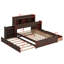 Lit plateforme avec rangement et tablettes coulissantes, lit gigogne et 2 tiroirs-835887925