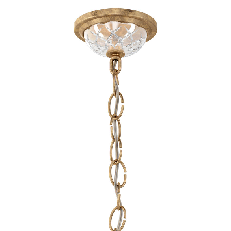 Century 8 - Light Candle Style Chandelier, French Gold, Heritage Handcut Crystal Clear