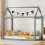 Lit simple en bois, gris