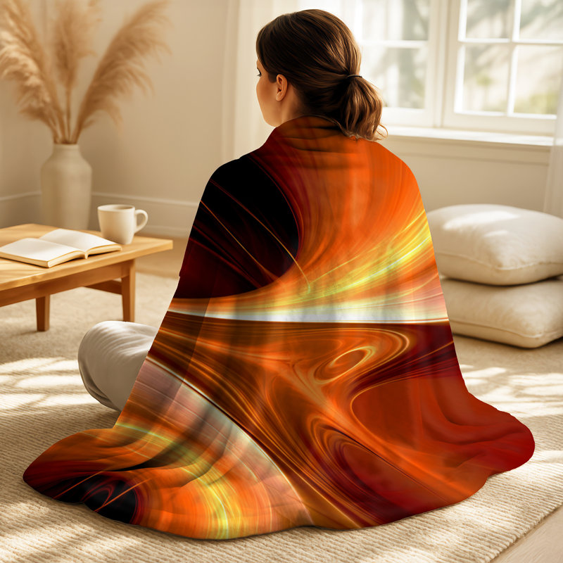 Ensemble de couverture et d'oreiller orange à motif abstrait fractal chaleureux II - Fractals