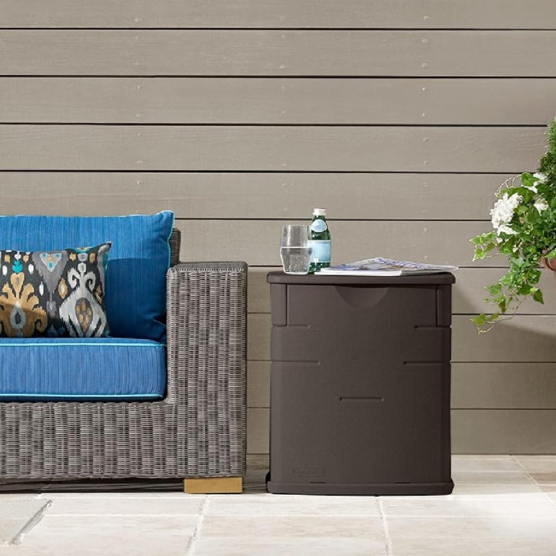 Boîte de rangement pour terrasse 19 gallons pour la maison, outils de jardin, accessoires de barbecue, brun