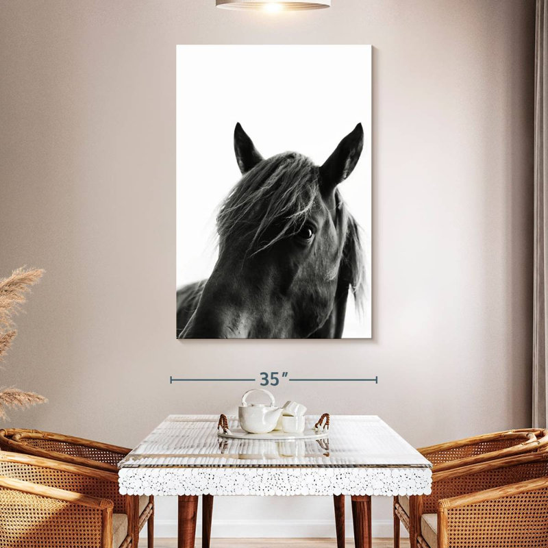 Cheval noir sauvage Brampt, H 51 po x l 34 po