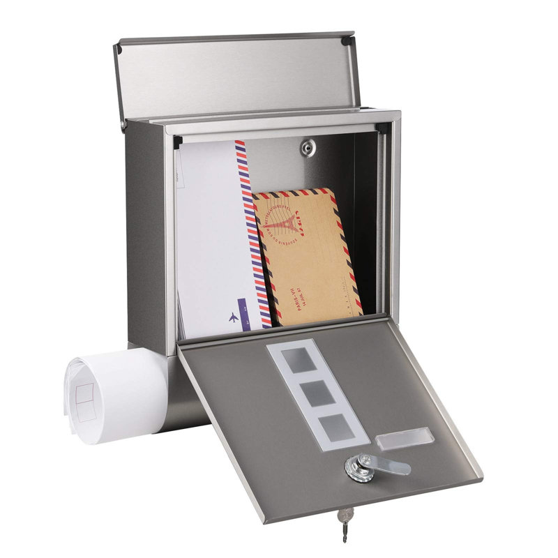 Steel Wall Mounted Post Box, Silver