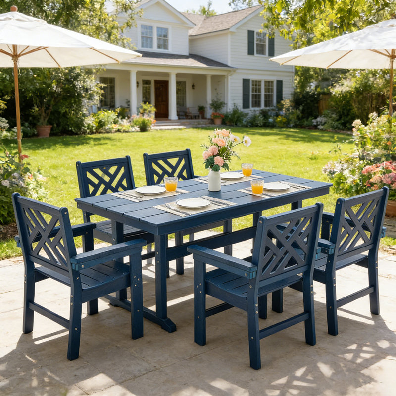 All-weather Hdpe Patio Dining Set With Umbrella Hole, 4