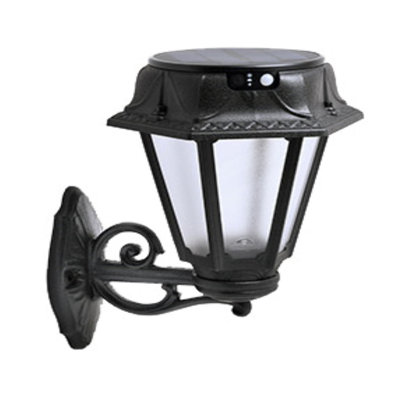 Black Solar Powered Integrated LED Outdoor Wall Lantern with Dusk to Dawn