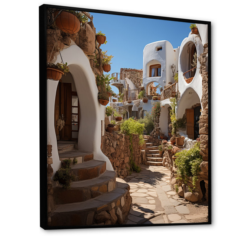 Espagne Espagne Village II - impression, H 20 po x l 12 po x P 1 po, Cadre flottant noir