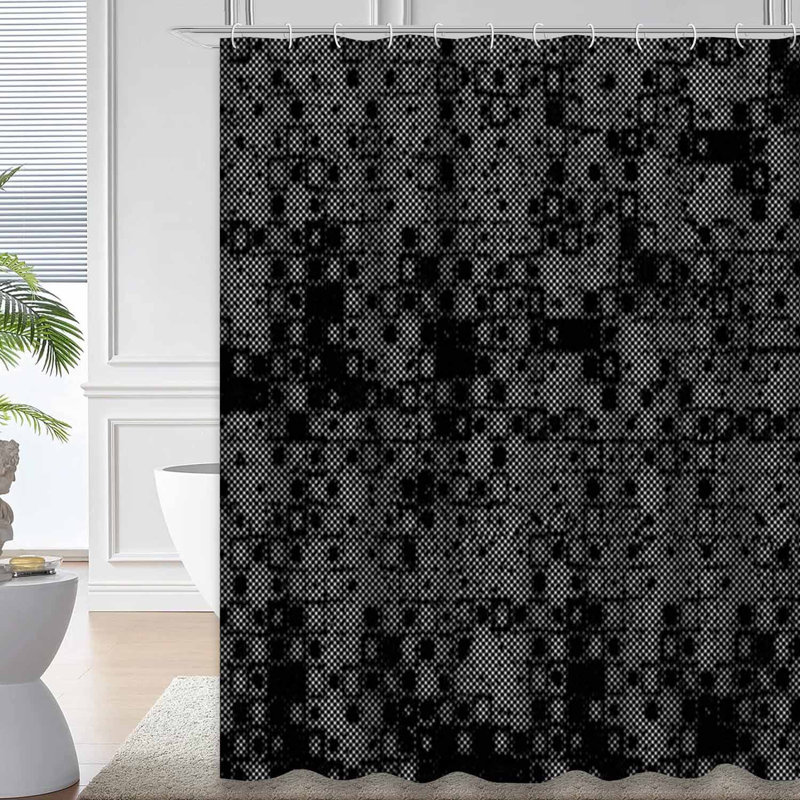Rideau de douche rose en agate géode sans couture rose avec 12 crochets, L 72 po x l 78 po