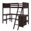 Lit simple surélevé avec tablettes intégrées et espace d'étude dédié-115735661