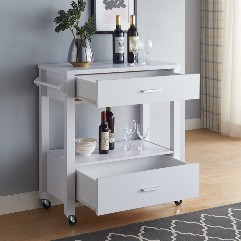 Dishmon Kitchen Cart, White