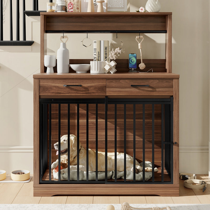 Table-cage pour chien robuste avec 2 tiroirs de rangement et des Ã©tagÃ¨res, H 52 po x l 38 po x P 23,86 po