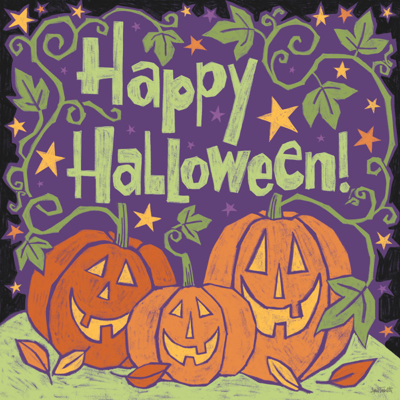 Three Halloween Pumpkins I by Anne Tavoletti - Wrapped Canvas Print, 122cm H x 122cm W